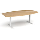 Dams Elev8 Touch Radial Boardroom Table 2400mm in oak wood finish, showcasing a sleek, modern conference table design.