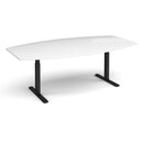 White Elev8 Touch Radial Boardroom Table by Dams, 2400mm, with a sleek modern design suitable for conference rooms.