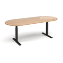 Dams Elev8 Touch Radial End Boardroom Table 2400mm in beech wood with black finish, modern design for office meeting spaces
