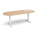Elev8 Touch Radial End Boardroom Table 2400mm by Dams with beech finish, featuring a sleek black base and modern design.