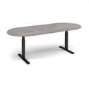 Dams Elev8 Touch Radial End Boardroom Table 2400mm in Grey Oak with smooth surface and modern design.