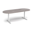 Dams Elev8 Touch Radial End Boardroom Table 2400mm in Grey Oak with sleek, modern design and polished wood finish.