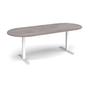 Grey oak Elev8 Touch Radial End Boardroom Table by Dams, 2400mm length, with a sleek, modern design and smooth finish.