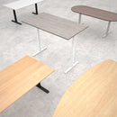 Dams Elev8 Touch Radial End Boardroom Table 2400mm in Grey Oak with a smooth tabletop and modern design.