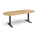 Dams Elev8 Touch Radial End Boardroom Table 2400mm in oak with black finish, showing the tabletop and radial end design.