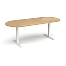 Dams Elev8 Touch Radial End Boardroom Table 2400mm in oak wood with a black finish, showing the table's curved end design.