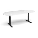 White Dams Elev8 Touch Radial End Boardroom Table, 2400mm length, showcasing the sleek, modern design with a smooth surface.