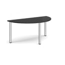 Semi circular radial leg meeting table by Dams in black with sturdy legs, ideal for conference or office use.