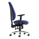 Blue Senza Ergo 24hr ergonomic asynchronous task chair by Dams, shown from side view with adjustable features.