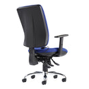 Blue Dams Senza Ergo 24hr ergonomic asynchronous task chair with adjustable backrest and lumbar support, shown from the back.