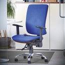 Dams Senza Ergo 24hr ergonomic asynchronous task chair with adjustable headrest and lumbar support, designed for comfort and durability