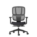 Dams Shelby mesh back operator chair with fabric seat, ergonomic design, adjustable armrests, and sturdy base.