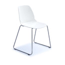 Dams Strut multi-purpose chair with chrome sled frame, featuring a cushioned seat and backrest in neutral fabric.