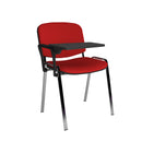 Dams Taurus meeting room chair with chrome frame and attached writing tablet, ergonomic office seating with adjustable features.
