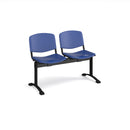 Black Dams Taurus plastic bench seating with two wide seats, ideal for outdoor or indoor communal spaces.