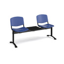 Black Dams Taurus plastic bench seating with 2 seats and table, outdoor furniture for parks or patios.