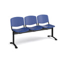 Dams Taurus plastic bench seating with three wide seats, black durable outdoor bench for parks or patios.