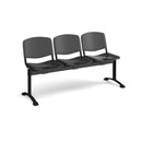 Black Dams Taurus plastic bench seating with three wide seats, ideal for outdoor or commercial use