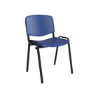 Dams Taurus plastic stackable meeting room chair with black frame, featuring a modern design and ergonomic seat for office use.