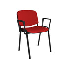 Dams Taurus stackable meeting room chair with black frame and fixed arms, shown in a modern office setting
