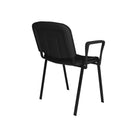 Dams Taurus stackable meeting room chair with black frame and fixed arms, shown from the back.