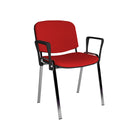 Dams Taurus stackable meeting room chair with chrome frame and fixed arms, featuring a modern, ergonomic design.