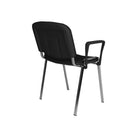Dams Taurus stackable meeting room chair with chrome frame and fixed arms, showing the backrest and modern design.