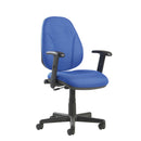 Dams Bilbao fabric operators chair with lumbar support, featuring adjustable armrests and ergonomic design for office comfort.