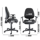 Dams Bilbao fabric operators chair with lumbar support, featuring adjustable height and ergonomic design for office use.