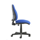 Dams Bilbao fabric operator's chair with lumbar support, featuring adjustable armrests and ergonomic design, side view.