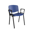 Dams Taurus plastic stackable meeting room chair with black frame and fixed arms, designed for office or conference use