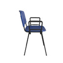 Side view of Dams Taurus plastic stackable meeting room chair with black frame and fixed arms.