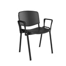 Dams Taurus plastic stackable meeting room chair with black frame and fixed armrests, designed for conference or office use