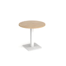 Dams Brescia circular dining table with Kendal Oak finish, flat square base, 800mm diameter, modern wood design.