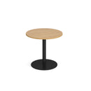 Dams Monza circular oak dining table with 800mm diameter flat round base, modern design, smooth wooden surface.