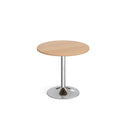 Dams Genoa circular dining table with 800mm diameter and trumpet base in beech wood, showcasing smooth round tabletop and sturdy design.