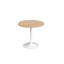 Dams Genoa circular dining table with 800mm beech top and trumpet base, shown from top angle.