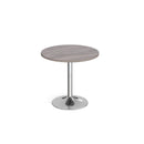 Dams Genoa circular dining table with grey oak finish and trumpet base, 800mm diameter, stylish modern kitchen or dining room furniture.