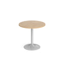 Dams Genoa circular dining table with trumpet base in Kendal Oak finish, 800mm diameter, modern wooden kitchen or dining room table