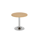 Dams Genoa circular oak dining table with trumpet base, 800mm diameter, modern wood finish, stylish and sturdy design.