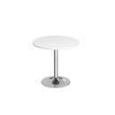 Dams Genoa circular dining table with white finish and trumpet base, 800mm diameter, modern kitchen or dining room furniture.