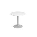 Dams Genoa circular dining table with trumpet base in white, 800mm diameter, modern furniture for dining rooms.