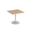Dams Genoa square dining table with Kendal oak finish and trumpet base, 800mm size, showcasing modern wooden tabletop and sturdy support