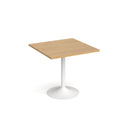 Dams Genoa square oak dining table with trumpet base, 800mm size, showcasing a sleek, modern design in natural wood finish.