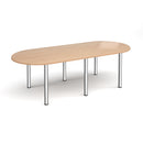 Beech radial end meeting table with radial legs by Dams, showcasing a smooth tabletop and sturdy leg design.