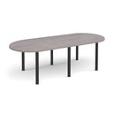 Dams Radial End Meeting Table with radial legs in Grey Oak finish, showing the smooth tabletop and modern design.