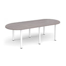 Dams radial end meeting table with grey oak finish and radial legs, showcasing a modern conference table design.