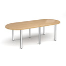 Dams radial end meeting table with oak finish and radial legs, showcasing a sleek, modern conference table design.
