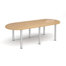 Dams Radial End Meeting Table with oak finish and radial legs, showcasing a sleek, modern conference table design.