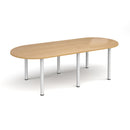 Dams radial end meeting table with oak finish and radial legs, showcasing a modern conference table design.